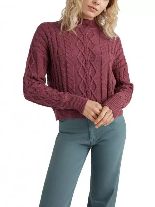 O'Neill Cable Knit Pullover női kötött pulóver lila színben 2