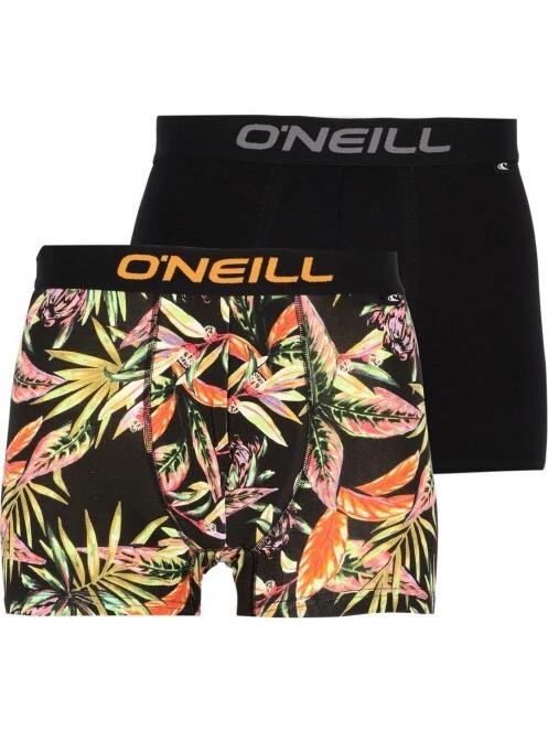 Men boxer O'Neill tropical flower & plain 2-pack