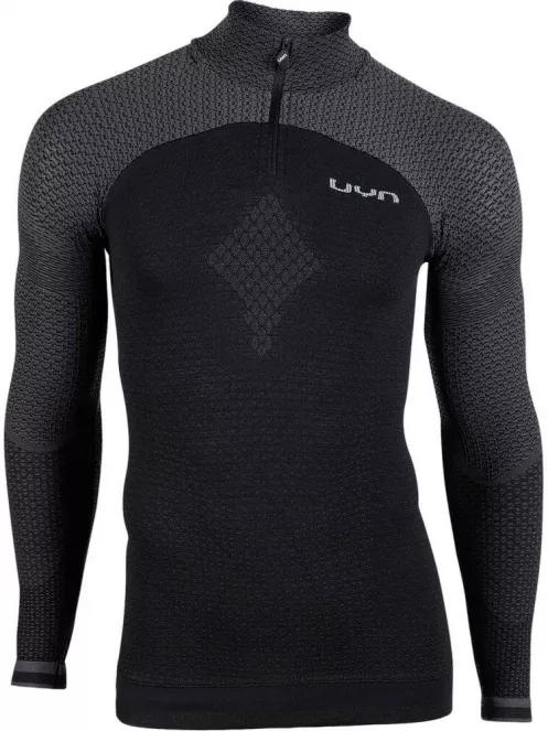 UYN Man Running Alpha Shirt LG_SL Zip Up férfi rövid ujjú sport póló fekete színben 2