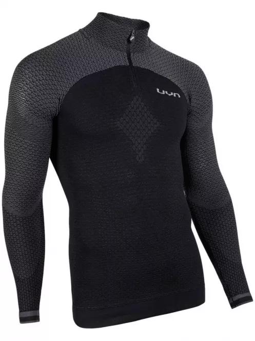 UYN Man Running Alpha Shirt LG_SL Zip Up férfi rövid ujjú sport póló fekete színben 3