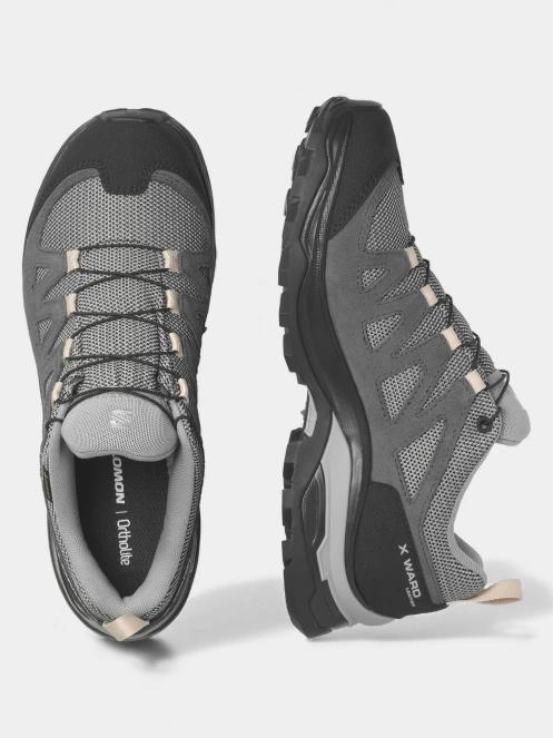 Salomon X Ward Leather Gtx W női vízhatlan túracipő szürke színben 5