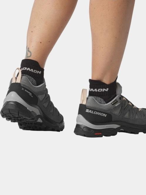 Salomon X Ward Leather Gtx W női vízhatlan túracipő szürke színben 9