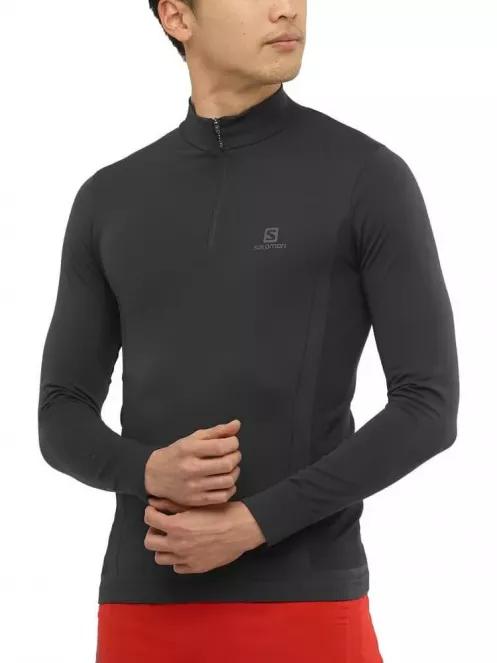 Salomon EXPLORE SEAMLESS HALF ZIP férfi polár pulóver fekete színben 2