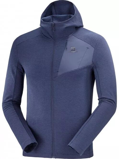 Salomon Outline Fz Hoodie M férfi polár pulóver sötétkék színben 5