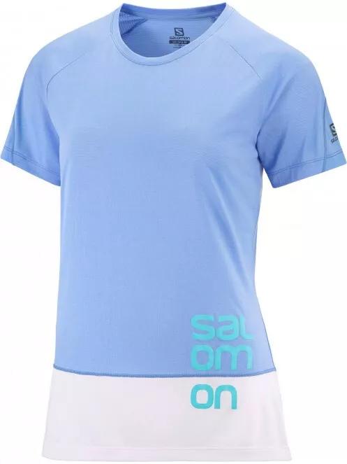 Salomon Cross Run Graphic Tee W női rövid ujjú sport póló világoskék színben 4