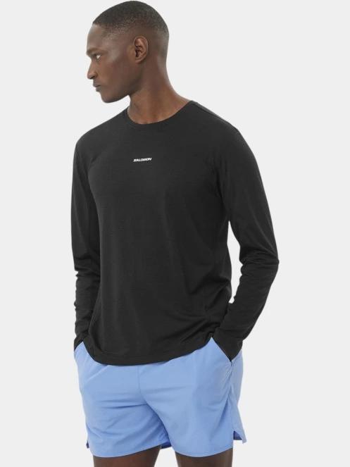 Salomon Shkout Core LS Tee M férfi hosszú ujjú sport póló fekete színben 2