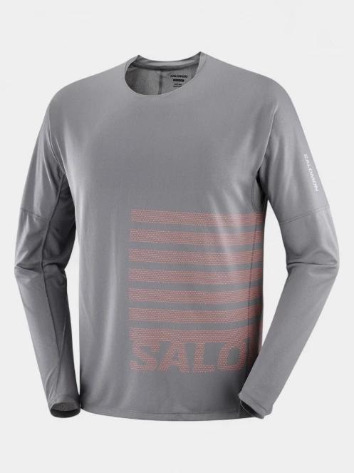 Salomon Sense Aero Graphic férfi hosszú ujjú sport póló szürke színben 6