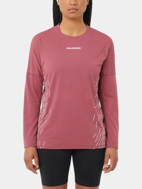 Salomon Sense Aero LS Tee Gfx W női hosszú ujjú sport póló bordó színben 2