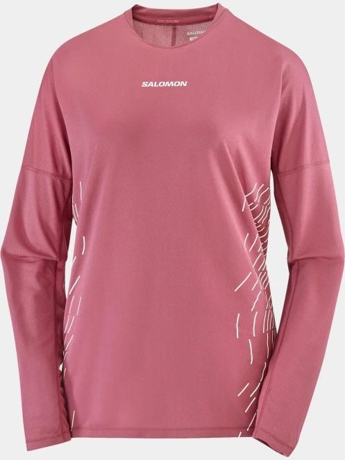 Salomon Sense Aero LS Tee Gfx W női hosszú ujjú sport póló bordó színben 4