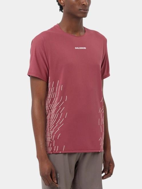 Salomon Sense Aero SS Tee Gfx M férfi rövid ujjú sport póló bordó színben 2