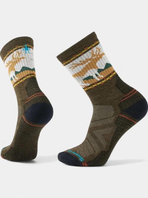 Smartwool Hike Light Cushion Mountain Moose Crew Socks túrazokni oliva színben 2