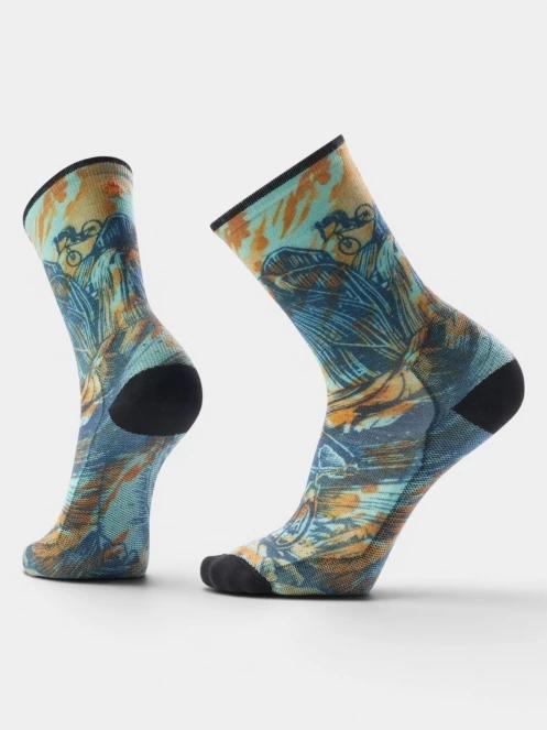 Smartwool Bike Zero Cushion Rugged Ride Print Crew sportzokni multikolor színben 2