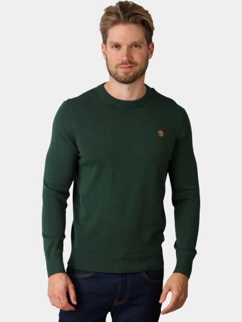 Timberland Williams River Cotton Crew Neck Sweate férfi kötött pulóver sötétzöld színben 2