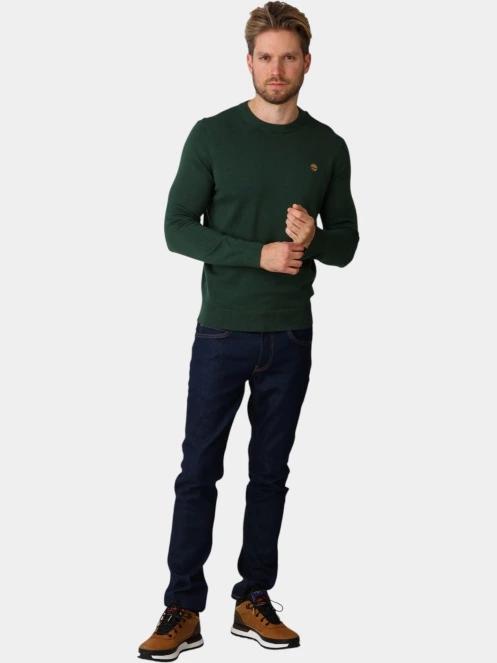 Timberland Williams River Cotton Crew Neck Sweate férfi kötött pulóver sötétzöld színben 5