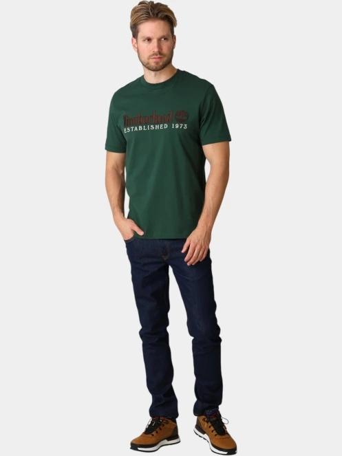 Timberland Established 1973 SS Embroidered Tee férfi rövid ujjú póló sötétzöld színben 5