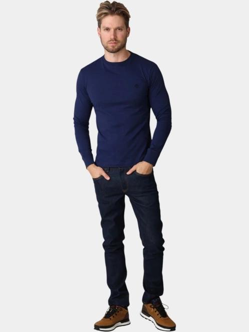 Timberland Dunstan River Tree Embroidered LS Tee férfi hosszú ujjú póló sötétkék színben 5