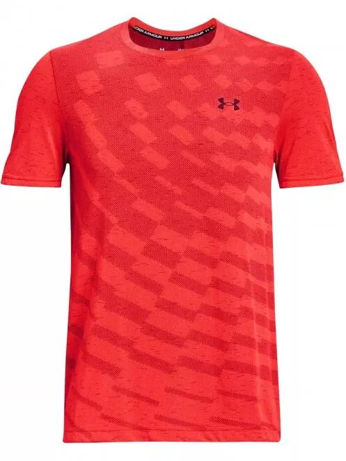 Under Armour Ua Seamless Radial Ss férfi rövid ujjú sport póló piros színben 4