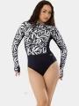 Fundango Dolphin Long Sleeve Suit női fürdőruha fekete színben 1