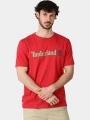 Timberland Linear Logo Short Sleeve Tee férfi rövid ujjú póló piros színben 1