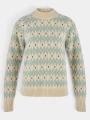 Fjallraven Övik Jacquard Knit W női kötött pulóver homok színben 1