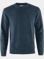 Fjallraven Övik Round-neck Sweater M férfi kötött pulóver sötétkék színben 1